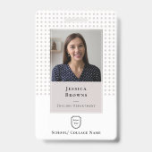 Student/Medewerker School Foto Logo QR code Wit Badge (Front)