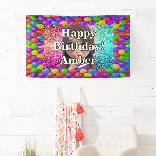 Student Meisje Gepersonaliseerd karakter verjaarda Spandoek (Insitu)