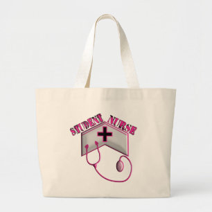 Student Nurse EMBOSSED Pet en Stethoscoop Grote Tote Bag
