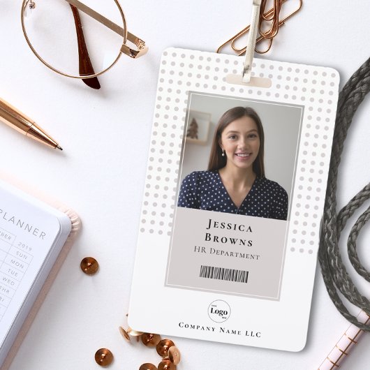 Student/ personeelsfoto QR-code Barcode Wit Badge