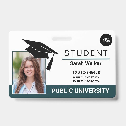Student Photo ID School University Badge – Teal (Voorzijde)