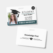Student Photo ID School University Badge – Teal (Voor- en achterkant)