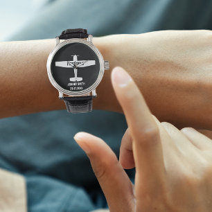 Student Piloot Eerste Solo Vliegtuig Black Aviatio Horloge
