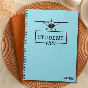 Student Pilot Cessna Vliegtuig Blauw Aangepaste Na Notitieboek
