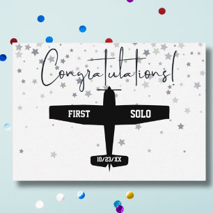 Student Pilot Eerste Solo Vliegtuig Gefeliciteerd Notitiekaartje