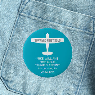 Student Pilot Eerste Solo Vliegtuig Grappig Custom Ronde Button 5,7 Cm