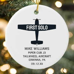 Student Pilot Eerste Solovlucht Vliegtuig Op Maat Keramisch Ornament