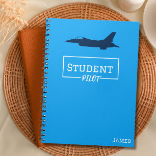 Student Pilot F-16 Falcon Vliegtuig Blauw Aangepas Notitieboek