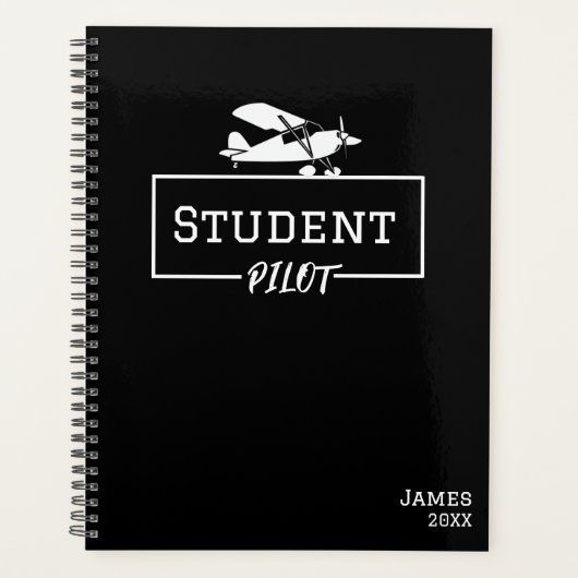 Student Pilot Piper Cub Vliegtuig Aangepaste Naam Planner (Voorkant)