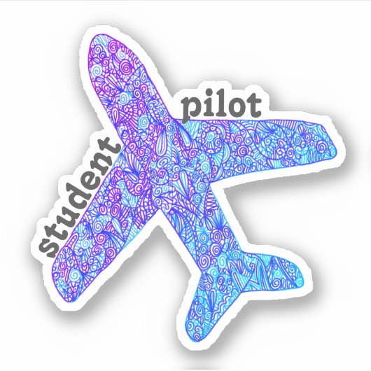 "Student Pilot"-vliegtuig VinylSticker (paars) Sticker (Voorkant)