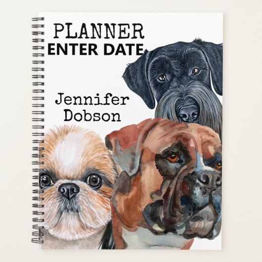 Student Planner met waterverf honden (Voorkant)