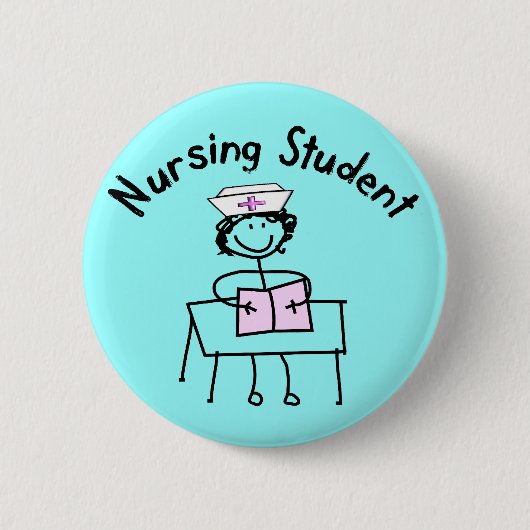 Student Stick Lady Gifts Ronde Button 5,7 Cm (Voorkant)