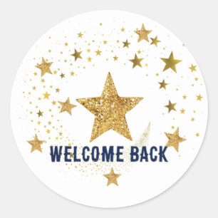 Student Stickers, Welkom Terug Gouden Sterren Ronde Sticker
