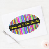 "Student van de week!" + Stripes van verschillende Ovale Sticker (Envelop)