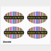 "Student van de week!" + Stripes van verschillende Ovale Sticker (Vel)