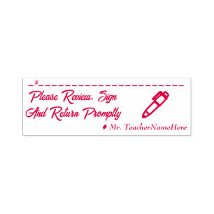 Student Werk Review & Educator Naam Rubber Stamp Zelfinktende Stempel