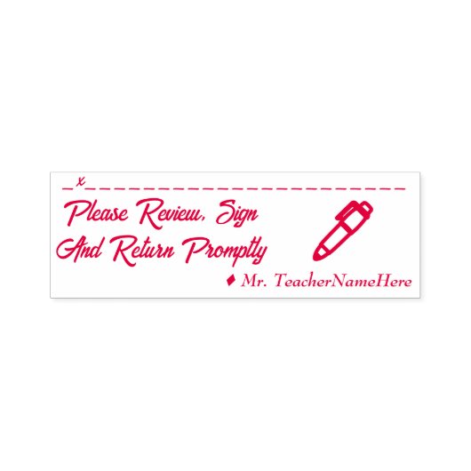 Student Werk Review & Educator Naam Rubber Stamp Zelfinktende Stempel (Design)