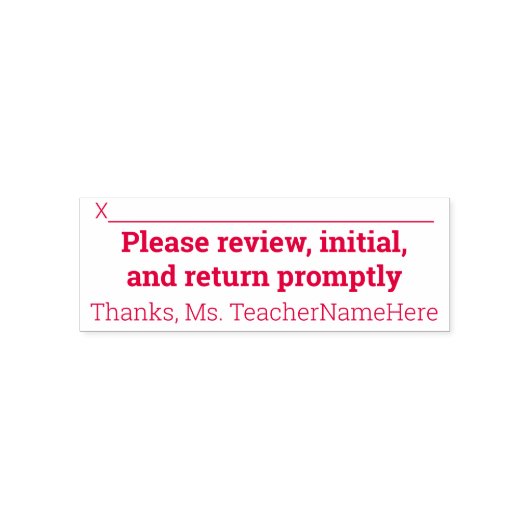 Student Work Review & Custom Name Rubber Stamp Zelfinktende Stempel (Design)