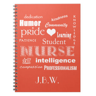 Student zurse-Attributes+Heart/Monogram Notitieboek
