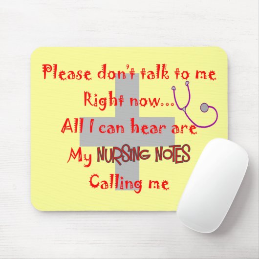 Student zurse "Nursing Notes" Funny T-shirt Muismat (Met muis)