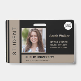 Studenten foto-pas school universiteit donkerbeige badge