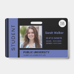 Studenten pasfoto school universiteit blauw badge