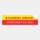 Studentenchauffeur grappige auto bumpersticker (Voorkant)