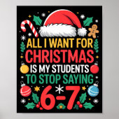 Students Saying 67 Meme Six Seven Funny Christmas Poster (Voorkant)