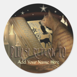 Studeren Kat Lessen Bookplate Ronde Sticker