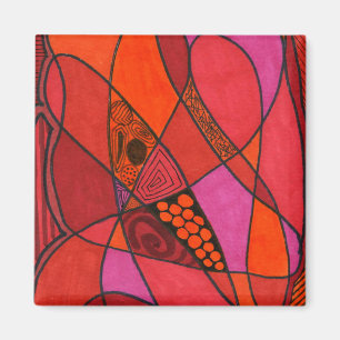 "Studie in Reds" Abstract Magnet Magneet