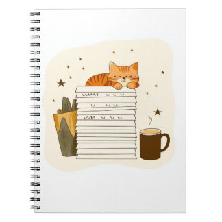 Studie Kat Koffie Stapel Notitieboek