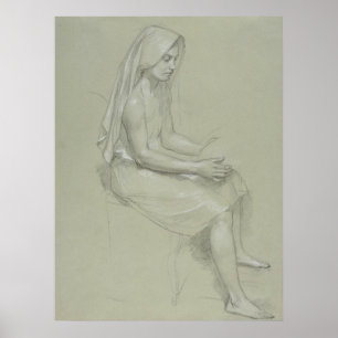 Studie naar de afbeelding van het Vrouw van de zit Poster