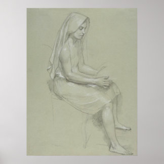 Studie naar de afbeelding van het Vrouw van de zit Poster