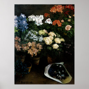 Studie van de bloemen door Frederic Bazille Poster