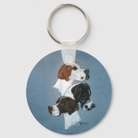 Studie van de Engelse pointer Trio Head Sleutelhanger (Voorkant)