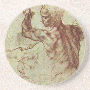 Studie van de Libische Sibylle door Michelangelo Zandsteen Onderzetter