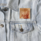 Studie van een hoofd vierkante button 5,1 cm (In situ)