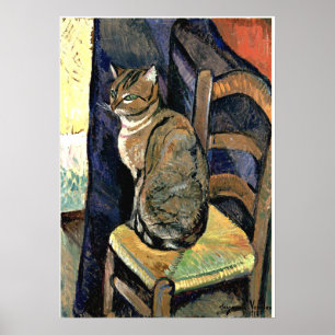 Studie van een kat, kunstschilderij (geen lijst) poster
