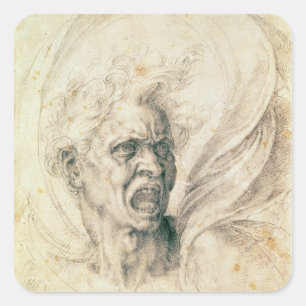 Studie van een man die schreeuwt vierkante sticker