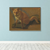Studie van een vos (olie op het paneel) canvas afdruk (Insitu (Houten vloer))
