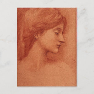 Studie van een Vrouw Head, Burne-Jones Fine Art Briefkaart