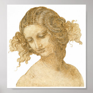 Studie van een vrouwenhoofd, Leonardo da Vinci Poster