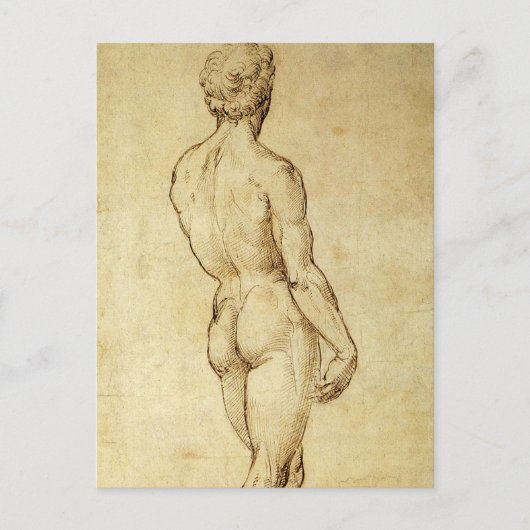 Studie van het David-standbeeld van Michelangelo d Briefkaart (Voorkant)