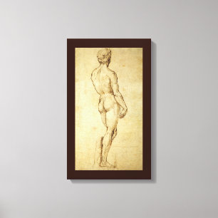 Studie van het David-standbeeld van Michelangelo d Canvas Afdruk