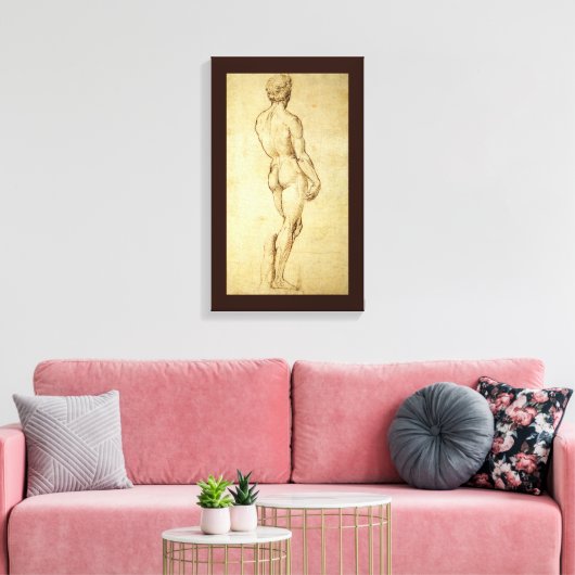 Studie van het David-standbeeld van Michelangelo d Canvas Afdruk (Insitu (Woonkamer))