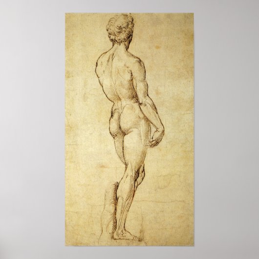 Studie van het David-standbeeld van Michelangelo d Poster (Voorkant)