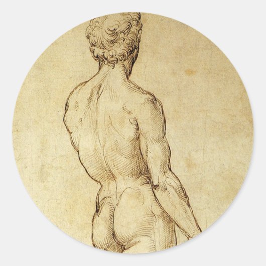 Studie van het David-standbeeld van Michelangelo d Ronde Sticker (Voorkant)