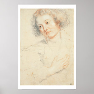 Studie van het hoofd van St. Apollonia (tekening) Poster