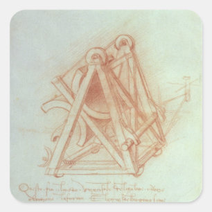 Studie van het Wooden-kader met Casting Vierkante Sticker