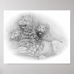 Studie van Lion statue - Pierre Jacques poster